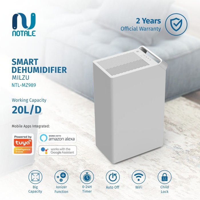 Dehumidifier Notale Milzu Smart Dehumidifier 20L/hari - Garansi Resmi