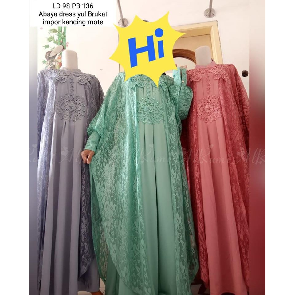 Gamis Abaya brukat impor mote mutiara baju muslim pesta syari murah