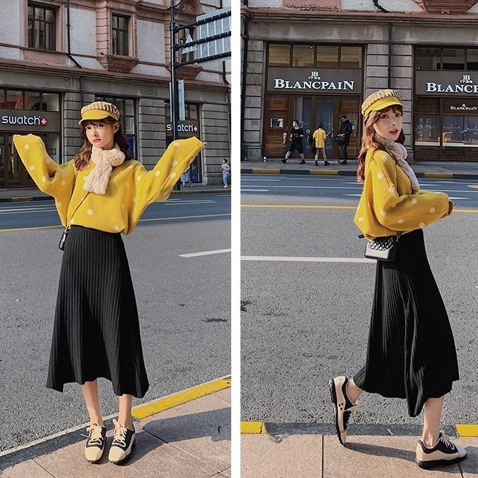 Midi skirt/Rok panjang/rajut skirt/rok span rajut premium/rok polos korea style