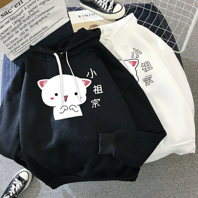 NEW HAPPY CAT HOODIE BAHAN FLEECE