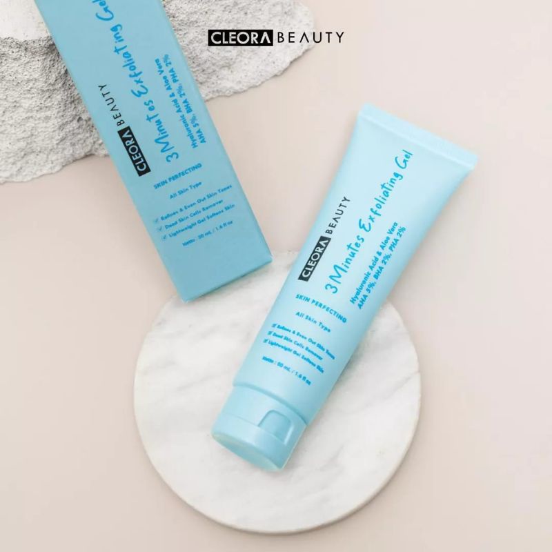 Cleora 3 Minutes Exfoliating Gel 50mL | Mengangkat Sel-Sel Kulit Mati & Sisa Kotoran di Wajah