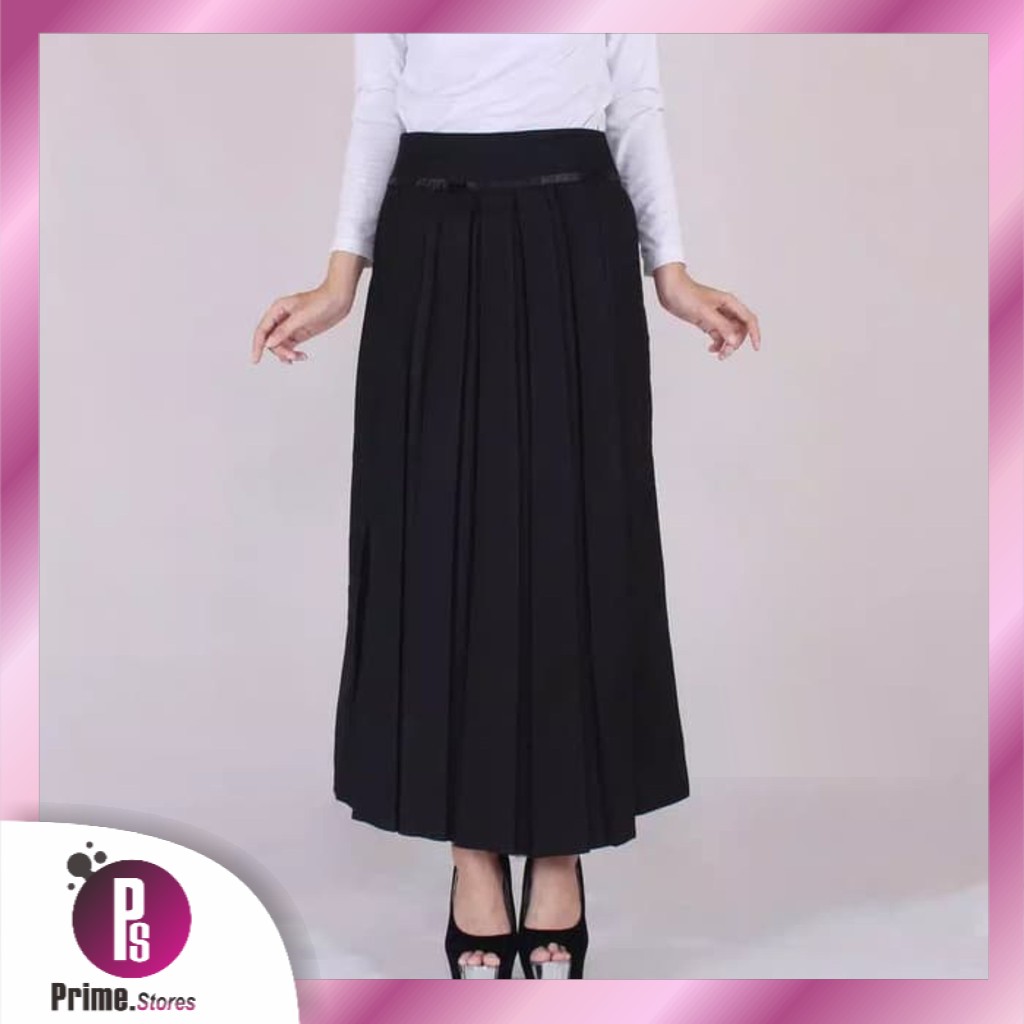 Prime Rok Rempel Wanita Bahan Plisket Rok Panjang Wanita Jumbo Size 5XL 4XL 3XL 2XL XL L M S - Rok K
