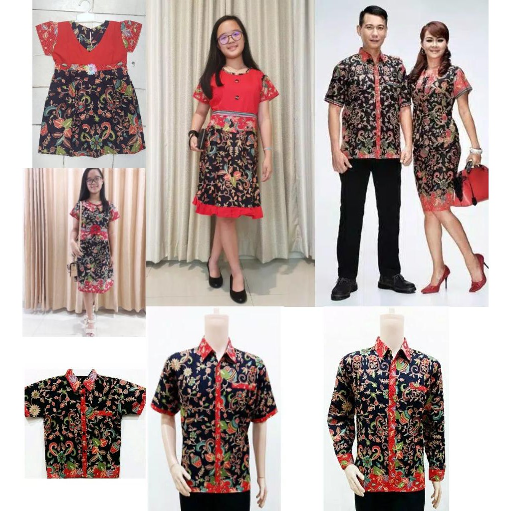 Batik Nusantara Couple Family Stelan Alena Gentong Hitam / Sarimbit keluarga / OOTD Batik Modern