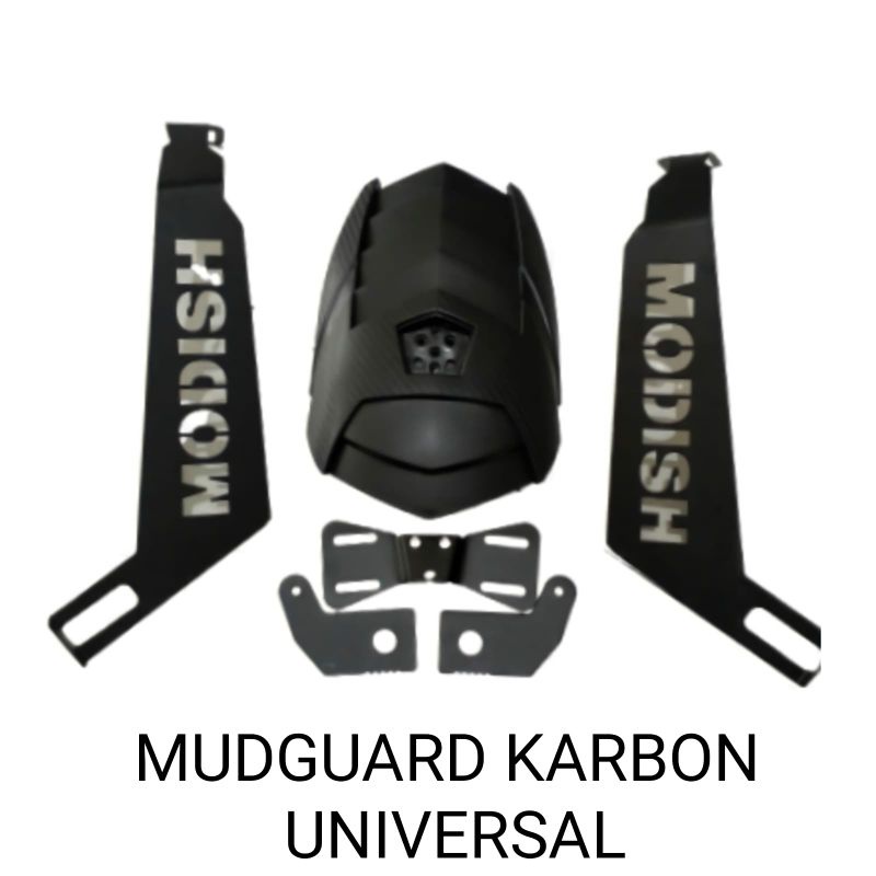 MudGuard Karbon Motor Universal Modish setara Shark Power Komplit Breket Besi Ninja CBR 250 R25 Mt25