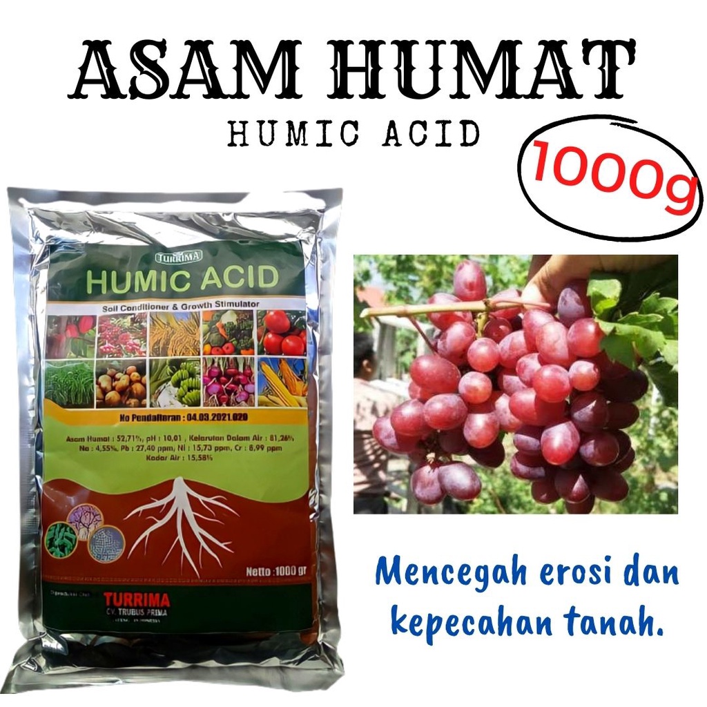 Asam Humat Humic Acid, Pupuk Organik Pembenah Tanah Media Tanam Anggur