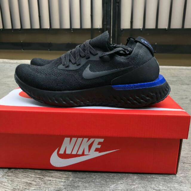 SEPATU NIKE REACT FLYKNIT "BLACK BLUE" PREMIUM ORIGINAL. SEPATU NIKE MURAH. SEPATU RUNNING