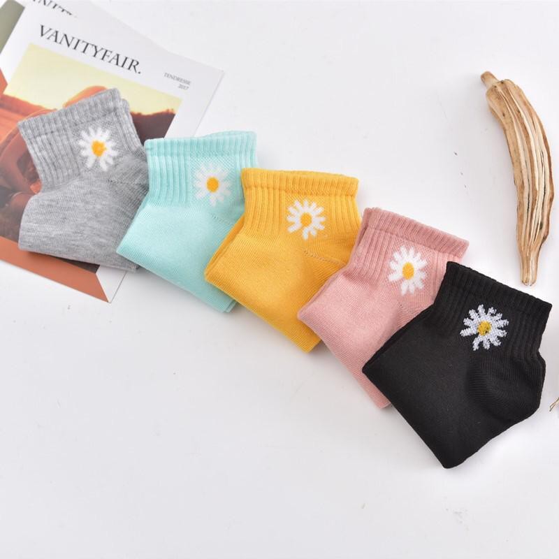 Kaos Kaki Ankle Sock Motif Bunga Daisy / Kaos Kaki Pendek Wanita / Kaos Kaki Korea