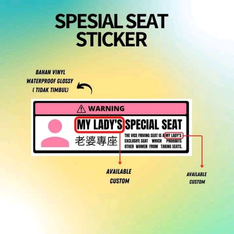 stiker special seat, no special seat