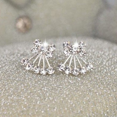 Anting Mutiara Pejantan Kristal Fashion Heart Pearl Crystal Stud Earring Charm Zircon Star Earrings Jewelry for Women Lady Gift-9