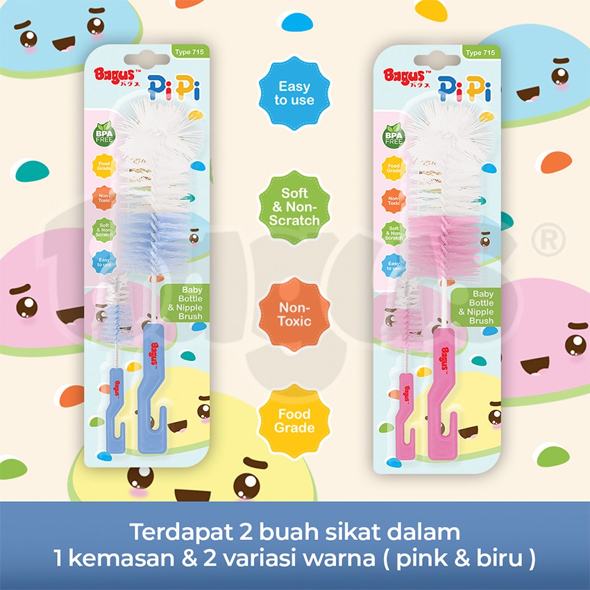 Bagus Pipi Sponge Baby Bottle Nipple Brush Set Sikat Botol Bayi 715