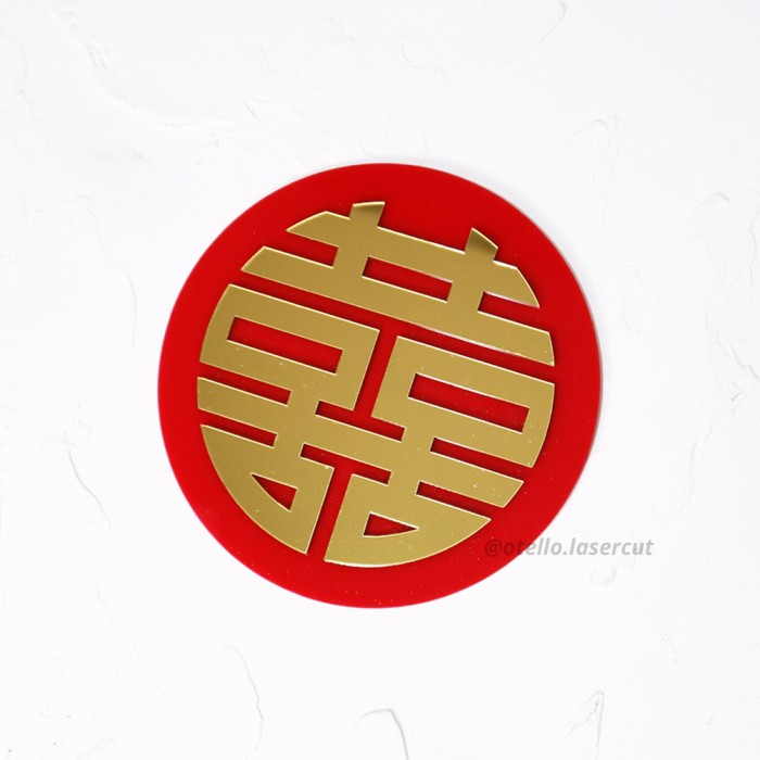 Sticker Akrilik Tempelan Shuang Xi Premium Merah Hiasan Shuangxi Dekor Kamar Pintu Pengantin
