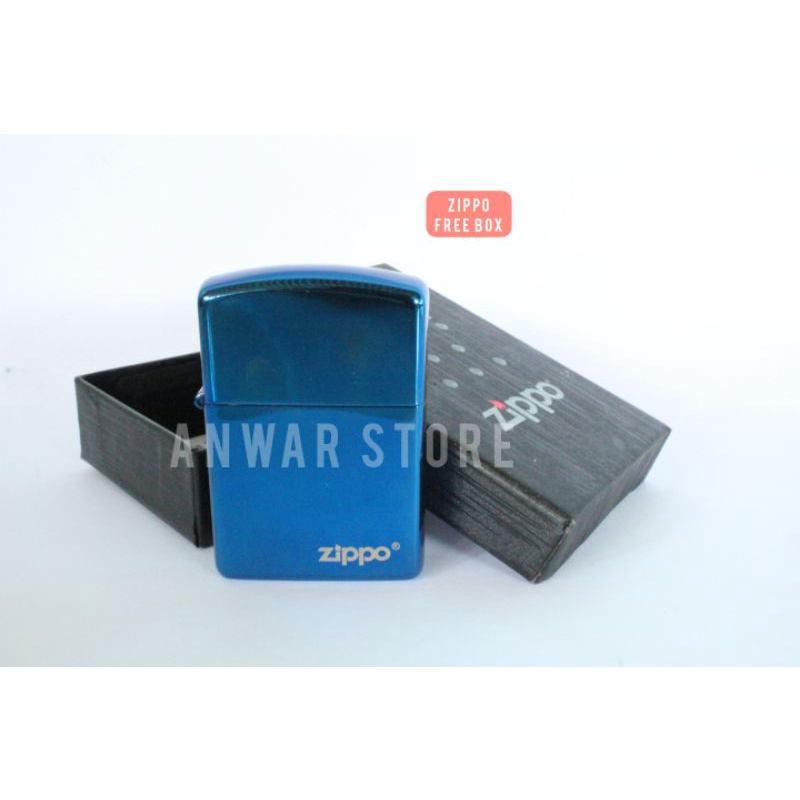 Korek Api Zippo Original Made In USA Blue Ice / Mancis Zippo Biru Mengkilat