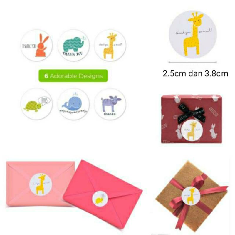 

Label Sticker Thank You Thanks Kartun Animal Cartoon Giraffe Rabbit Zebra elephant turtle whale Seal