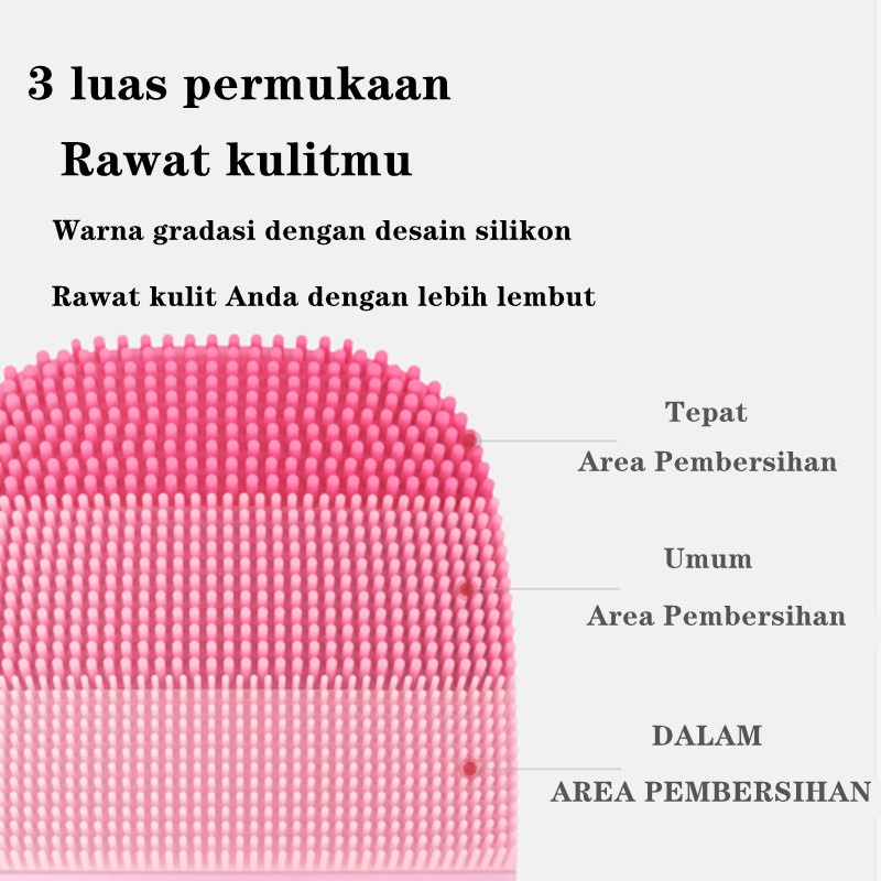 Inface MS2000 Tahan air Alat Pembersih Wajah Elektrik Brush Silicon Facial cleansing Muka Sikat Pencuci Cuci Pembersihan Tiga Zona USB Rechargeable Pemijat Perawatan Detok Ultrasonic Cocok Untuk Kulit Sensitif High Frequency Sonic HF Face Cleanser