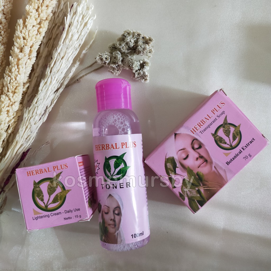 PAKET LENGKAP HERBAL PLUS BPOM ( CREAM + TONER + SABUN)