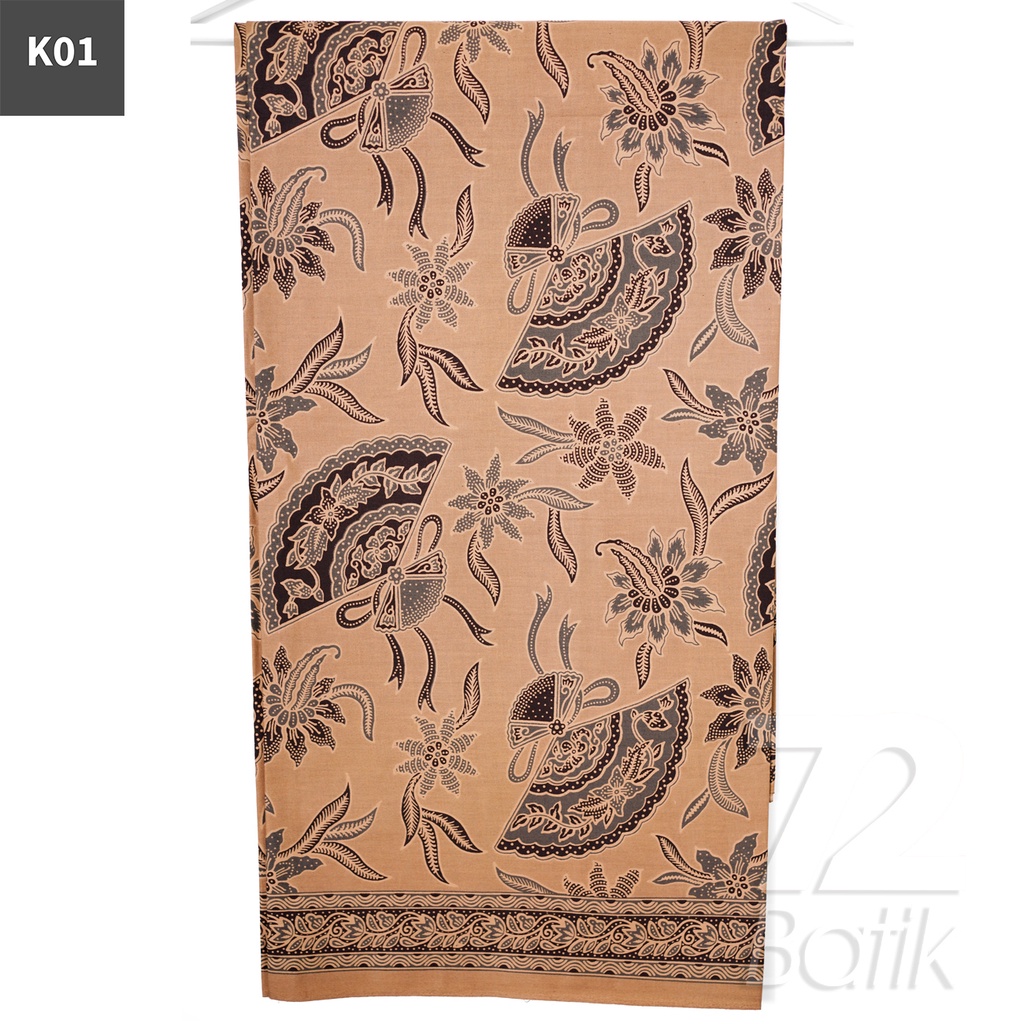 KAIN BATIK PREMIUM Bahan Katun Motif Kembang Kipas Warna Merah 722545 Cap 72 Jarik Jarit Samping Kebat Panjang Batik Katun Modern Premium Bahan Seragam Batik Pernikahan Kantor Keluarga Murah Kamen Jadi Batik Bali Lembaran