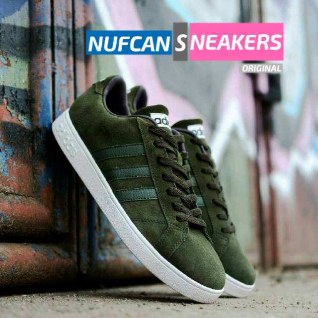 SEPATU ADIDAS CASUAL ORIGINAL NEO BASELINE OLIVE GREEN ORIGINAL 100%BNWB