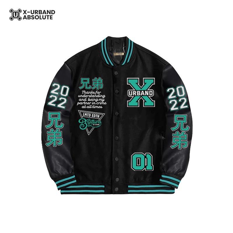 Jaket Varsity Brother In Crime green Bordir X Urband A283