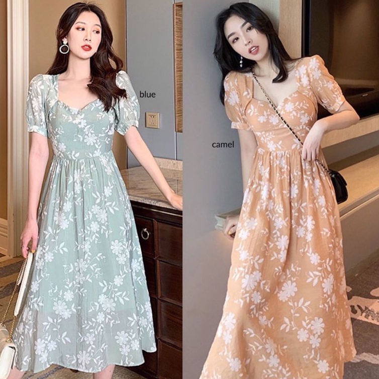 dress import korean / dress bunga flower floral garden / maxi dres korea bangkok maxy vintage impor