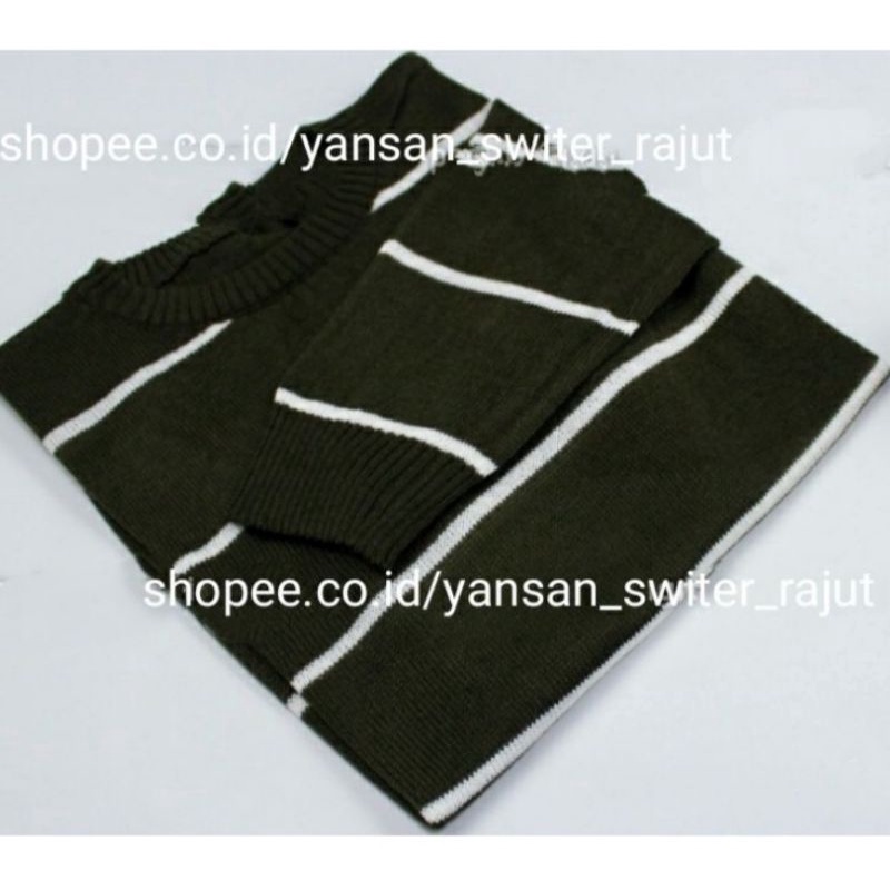 Yansan switer rajut / Bareska Outer knit / sweater oblong polet strip / Sweater rajut model terbaru