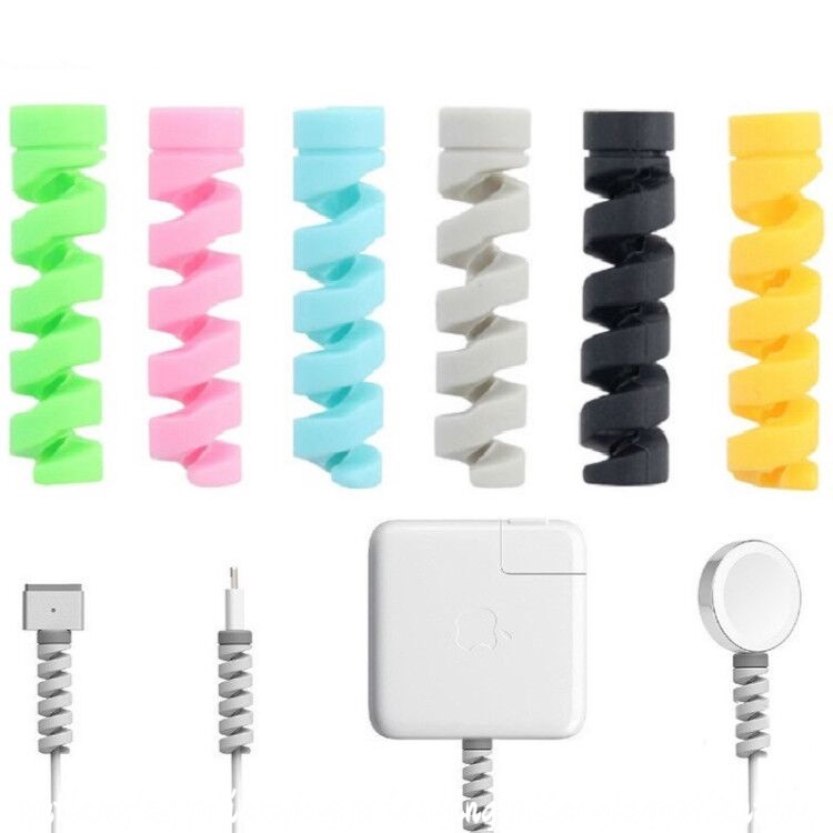 1pc Pelindung Casing Kabel Data Silikon Spiral Untuk IPhone Android Universal USB Charger Earphone Data Cable Protector