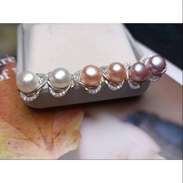 Anting mutiara air tawar lombok asli rangka silver