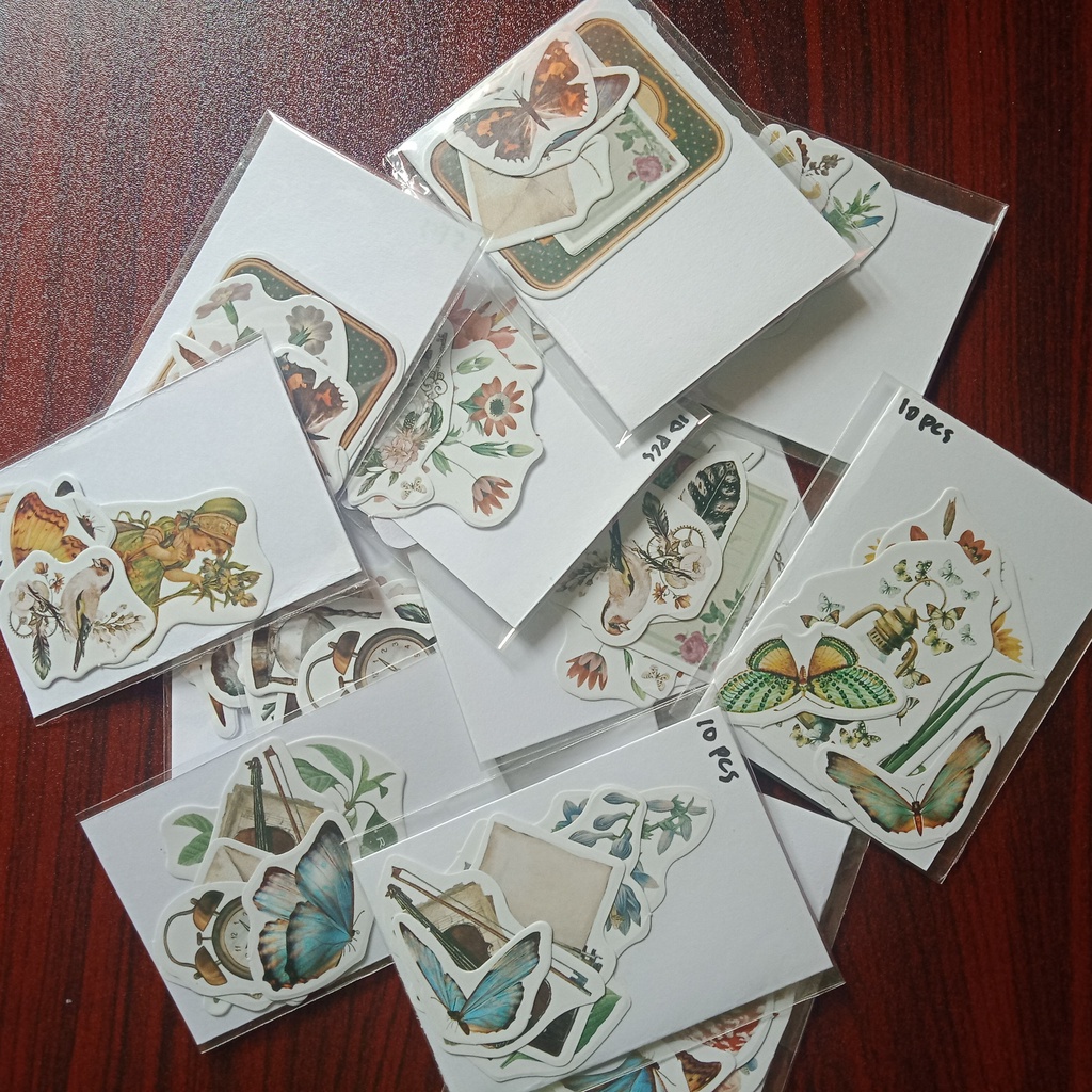 

STICKER VINTAGE FLOWER PAPER UNTUK JOURNAL DIARY SCRAPBOOK PLANNER