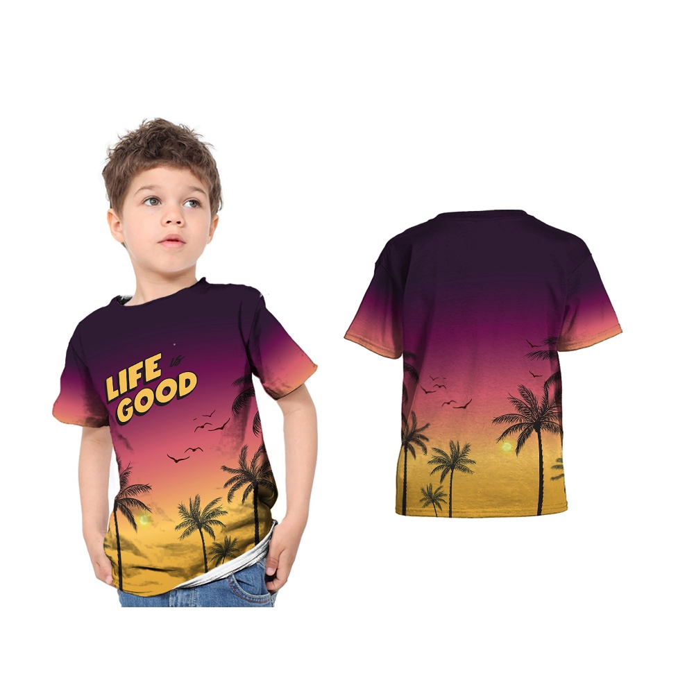 Kaos Pantai Anak Anak Cewe Cowo Full Printing - Tshirt Baju Kaos Pantai 02