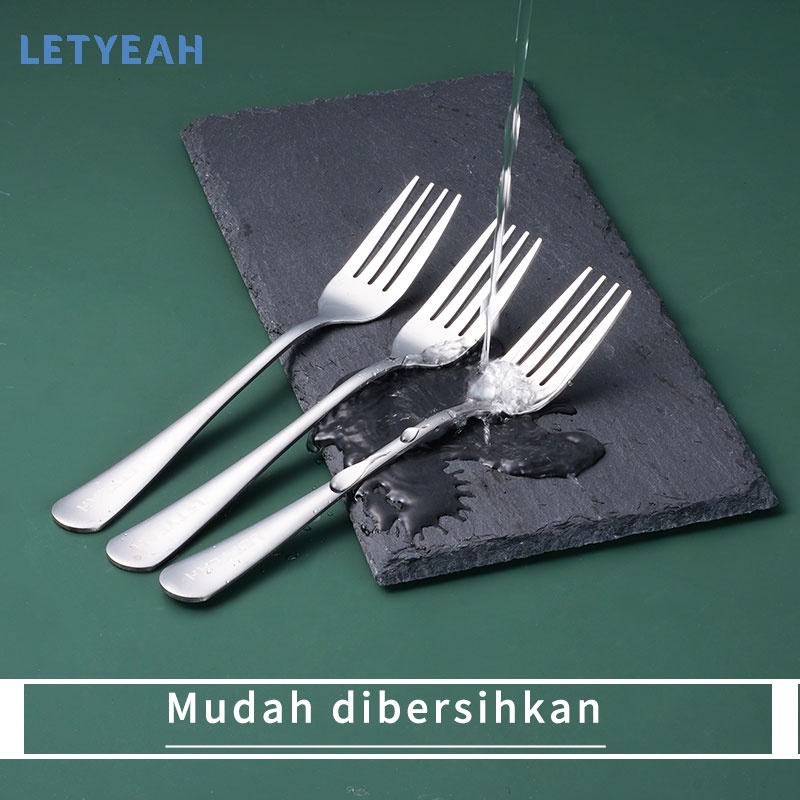 letyeah garpu makan stainless 1 set isi 3pcs / tas penyimpanan free