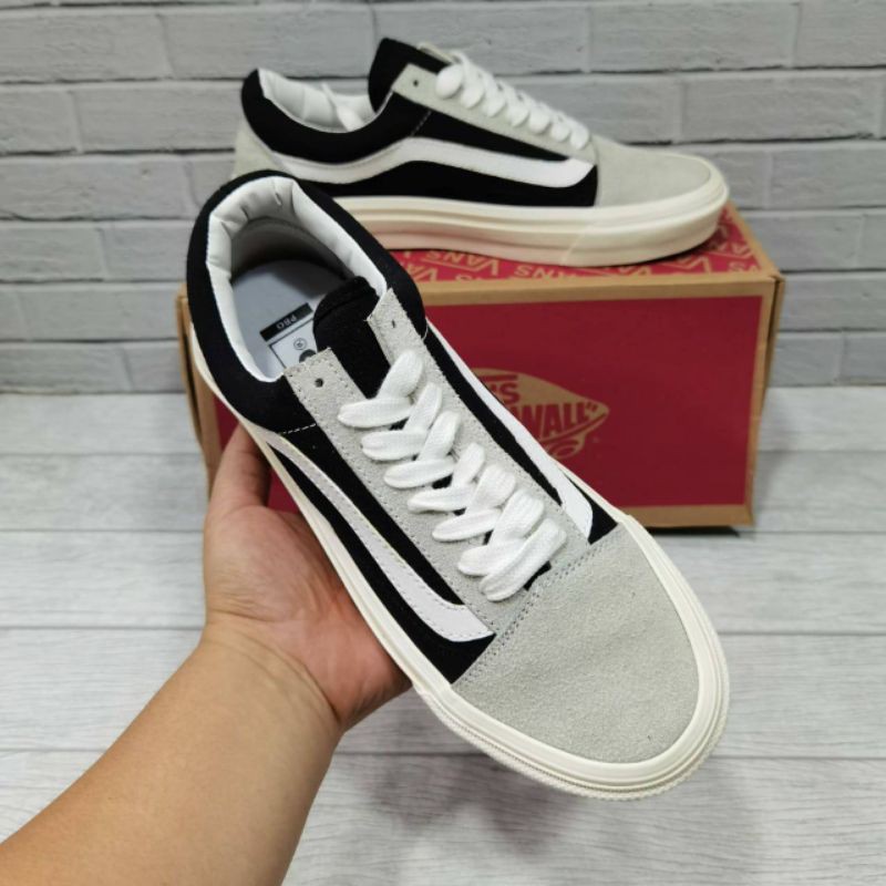 Sepatu Sneakers Laki Laki Pria Vans Old Skool ORIGINAL  abu hitam putihwaffle