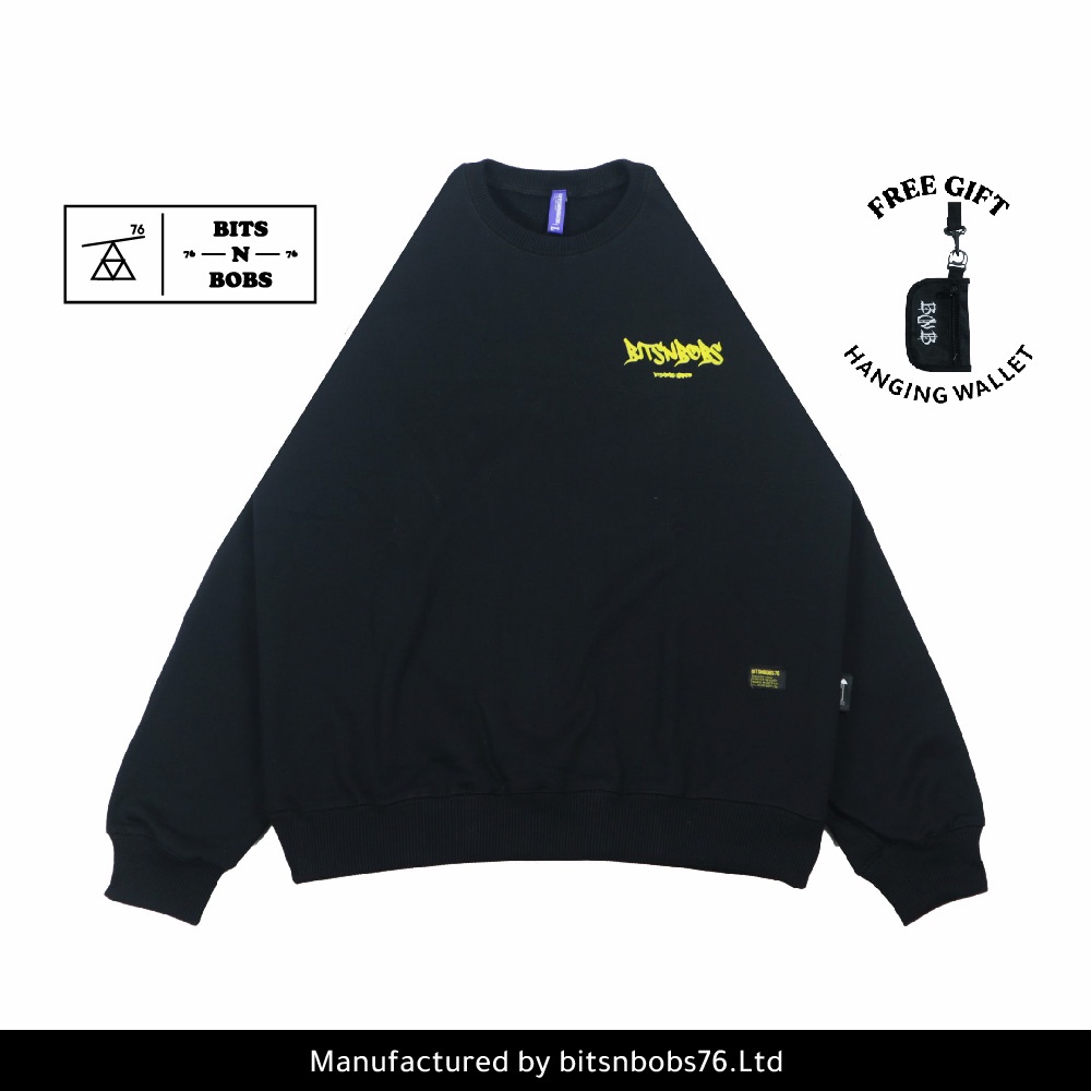 Bitsnbobs76 Daisy Black Crewneck Sweater Pakaian Baju Hangat Wanita Dan Pria Bahan Cotton Premium