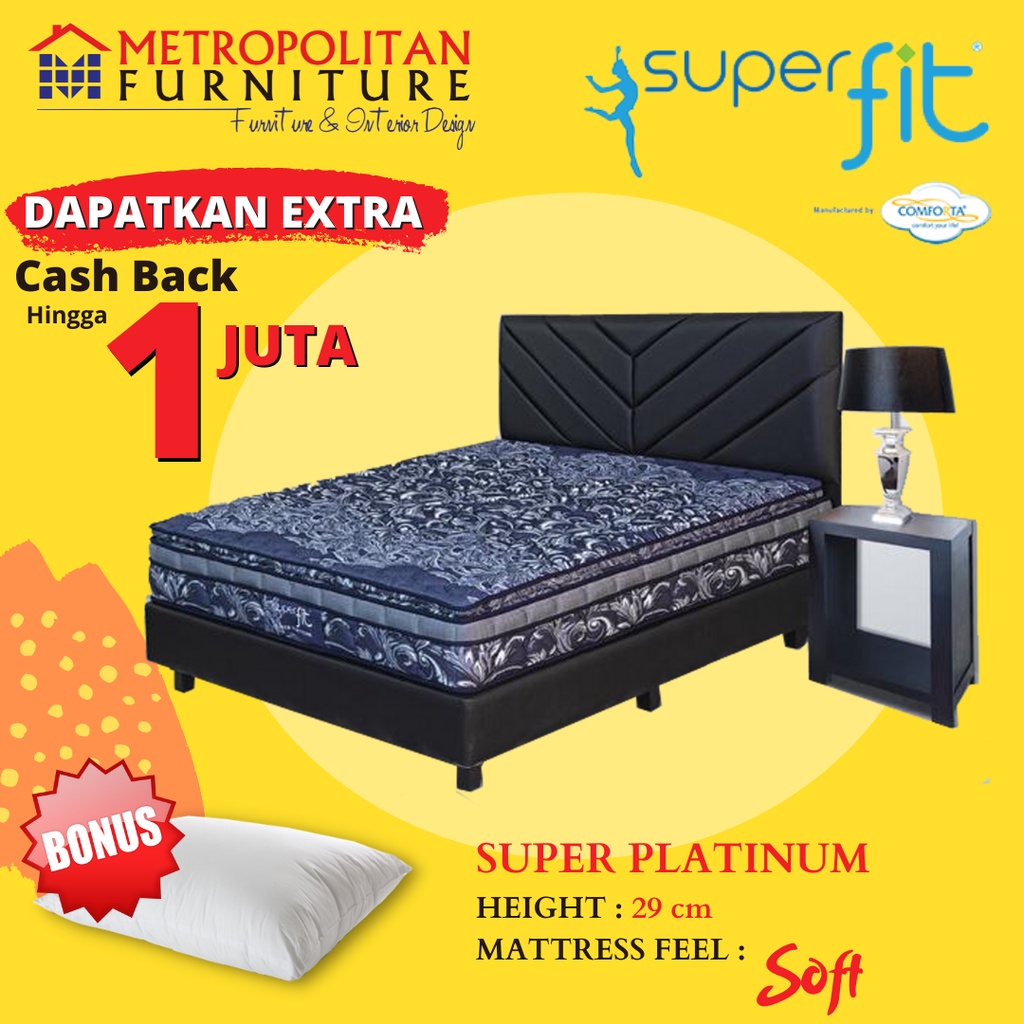 Kasur Springbed Comforta SuperFit Super Platinum FULL SET Sandaran Carter