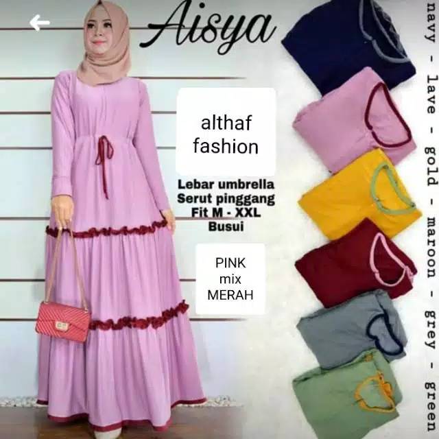 Gamis Jersy Canda Aisya Susun Kombinasi