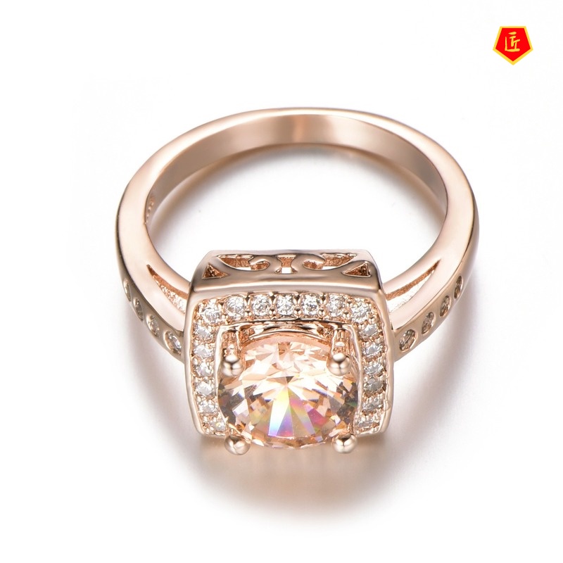 [Ready Stock]Rose Gold Inlaid Citrine Moissanite Ring