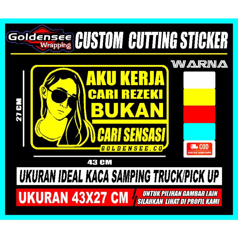 Jual Cutting Sticker 43x27 Cm Sticker Kata Kata Kaca Aku Kerjatruckpick Upmobil Sticker