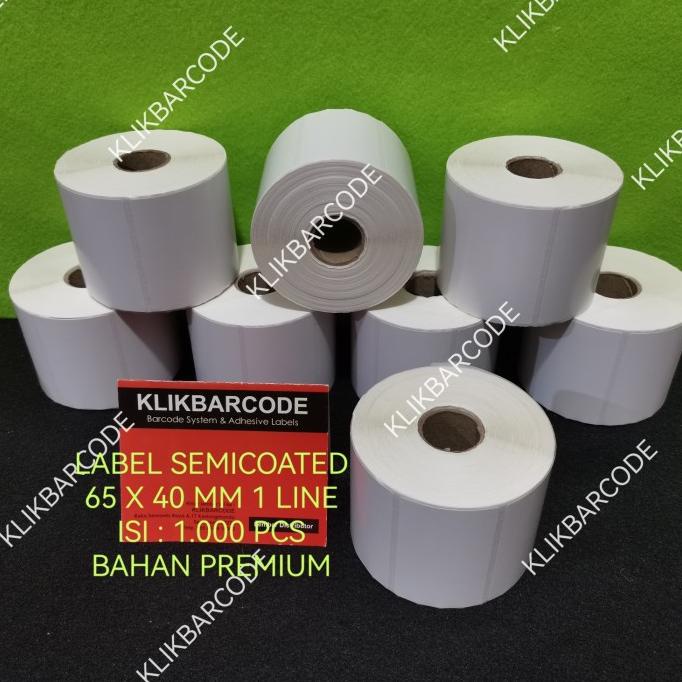 

(BISA COD) STIKER LABEL Semicoated BARCODE 65 X 40 MM 1000Pc STICKER ETIKET 65x40 BERKUALITAS Kode 196
