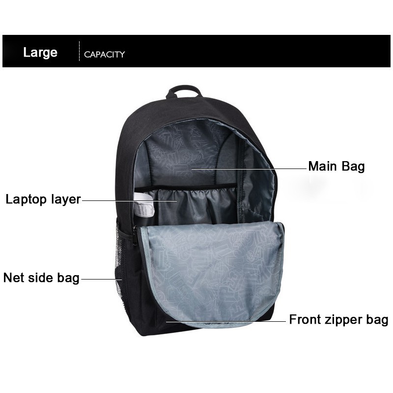 Mainland Tas Ransel Stylish Backpack Pria Pungung Tas Sekolah Luminous USB Charger TCR03-A