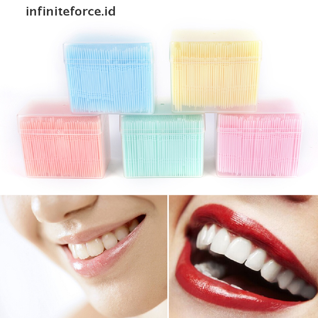 (infiniteforce.id) 1100pcs / Set Tusuk Gigi Interdental 2 Arah Bahan Plastik Untuk Kebersihan Mulut