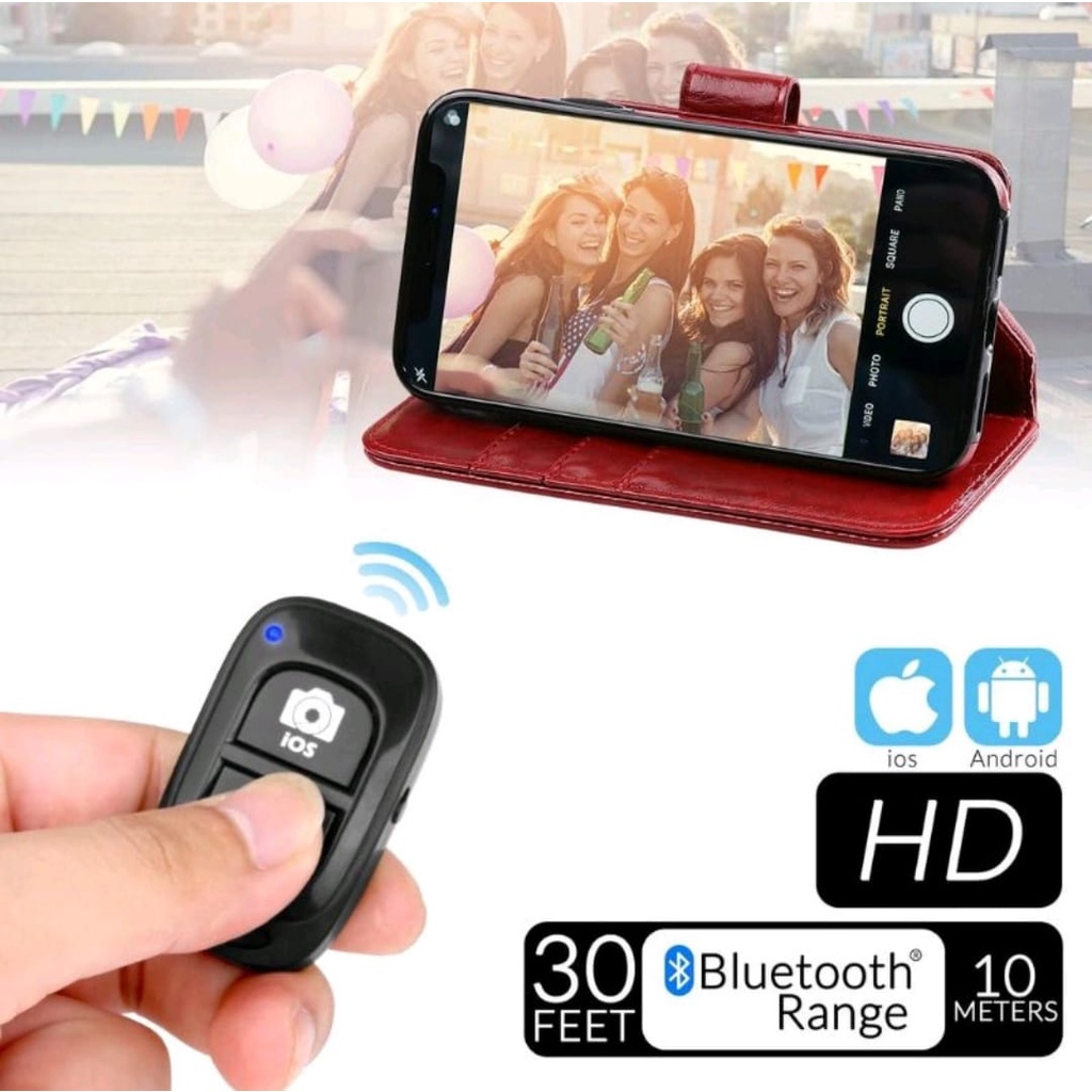 REMOTE BLUETOOTH SHUTTER KAMERA ANDROID IOS HANDPHONE MURAH AKSESORIS SELFIE MURAH FLEKSIBEL TRENDY U182