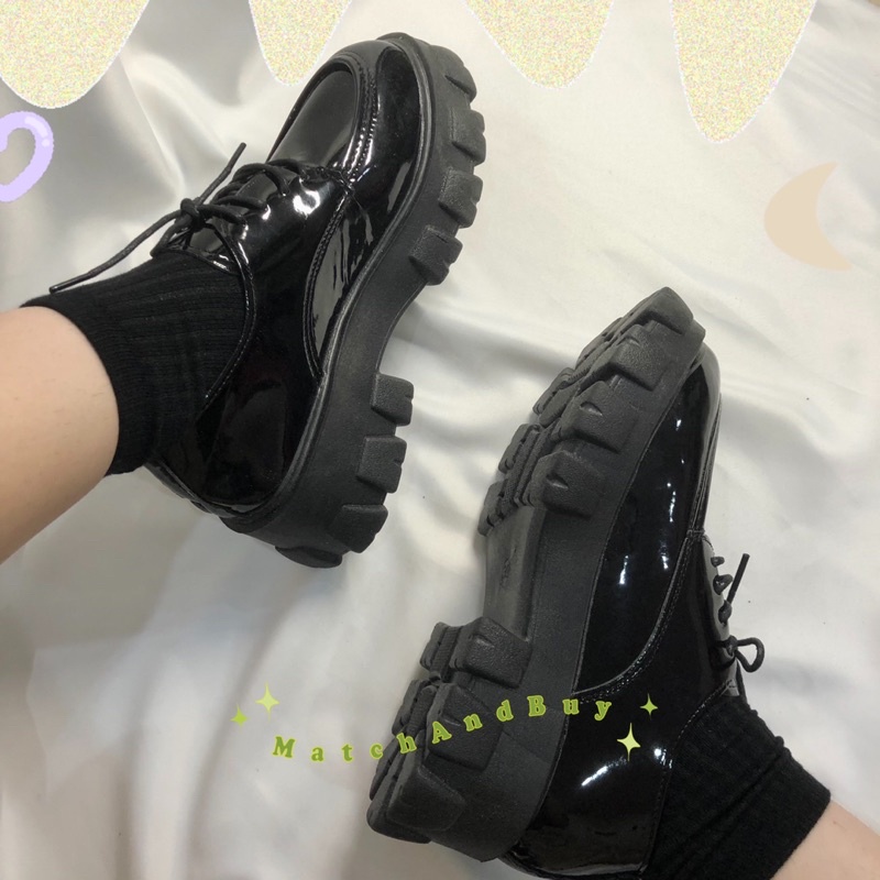 [PO] Jordie Platform Loafers | sepatu docmart oxford hitam black matte glossy import gaya korea students kekinian