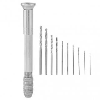 Portabel Bor tangan manual mini Hand drill + 10pcs mata Bor twist