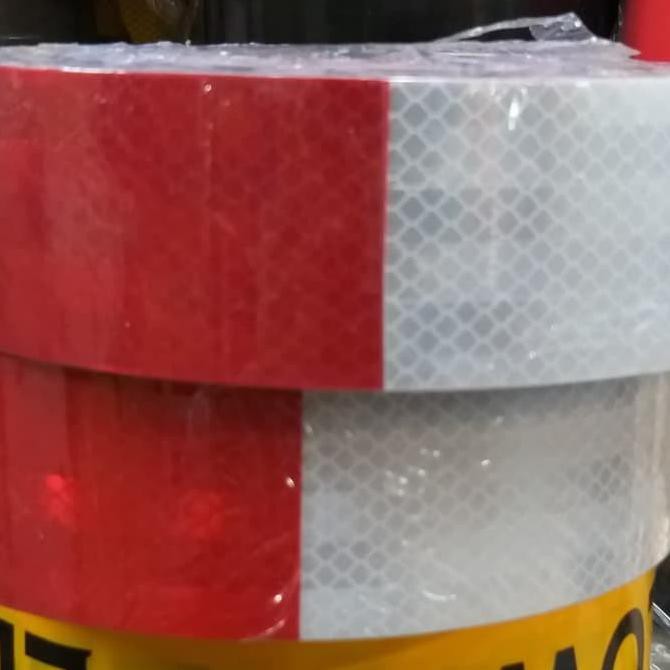 

[[BISA COD]] Stiker Reflector Merah Putih Prismatic 45 mtr - Sticker Scotchlite TERUJI Kode 909