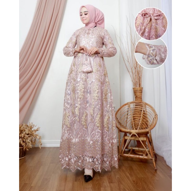Gamis busui tutok original/gamis tille mutiara original/gamis busui terbaru