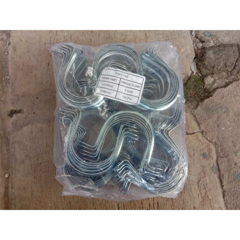 klem plat besi 2" inch / pipe clamp / klem omega galvanis