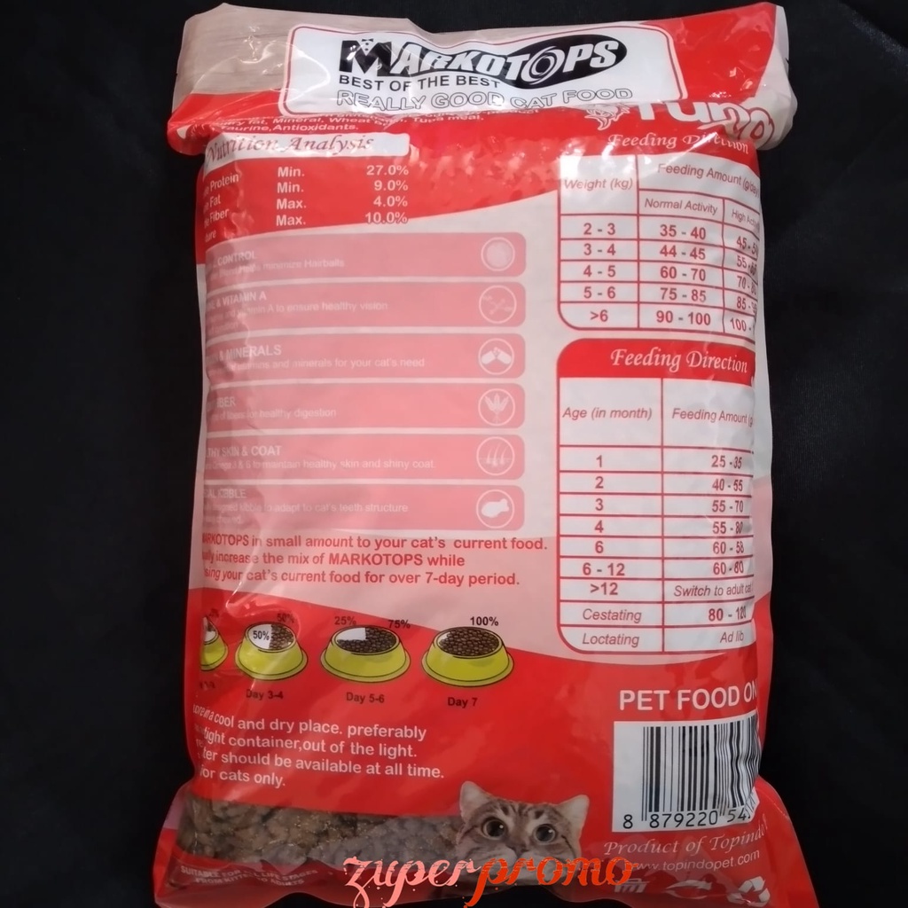 Markotops Repack 1kg / Markotops Cat Food / Makanan Kucing Markotops