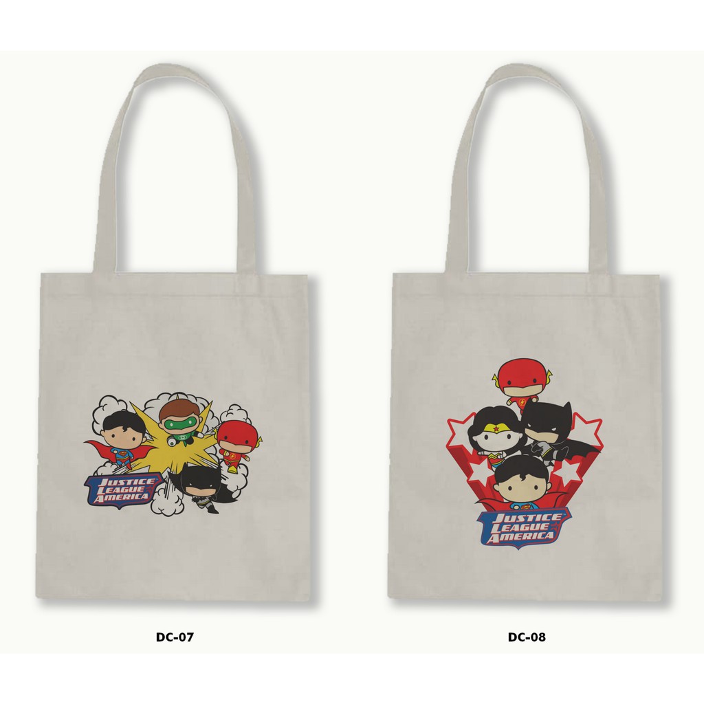 TOTE BAG BLACU-CHIBI JUSTICE LEAGUE