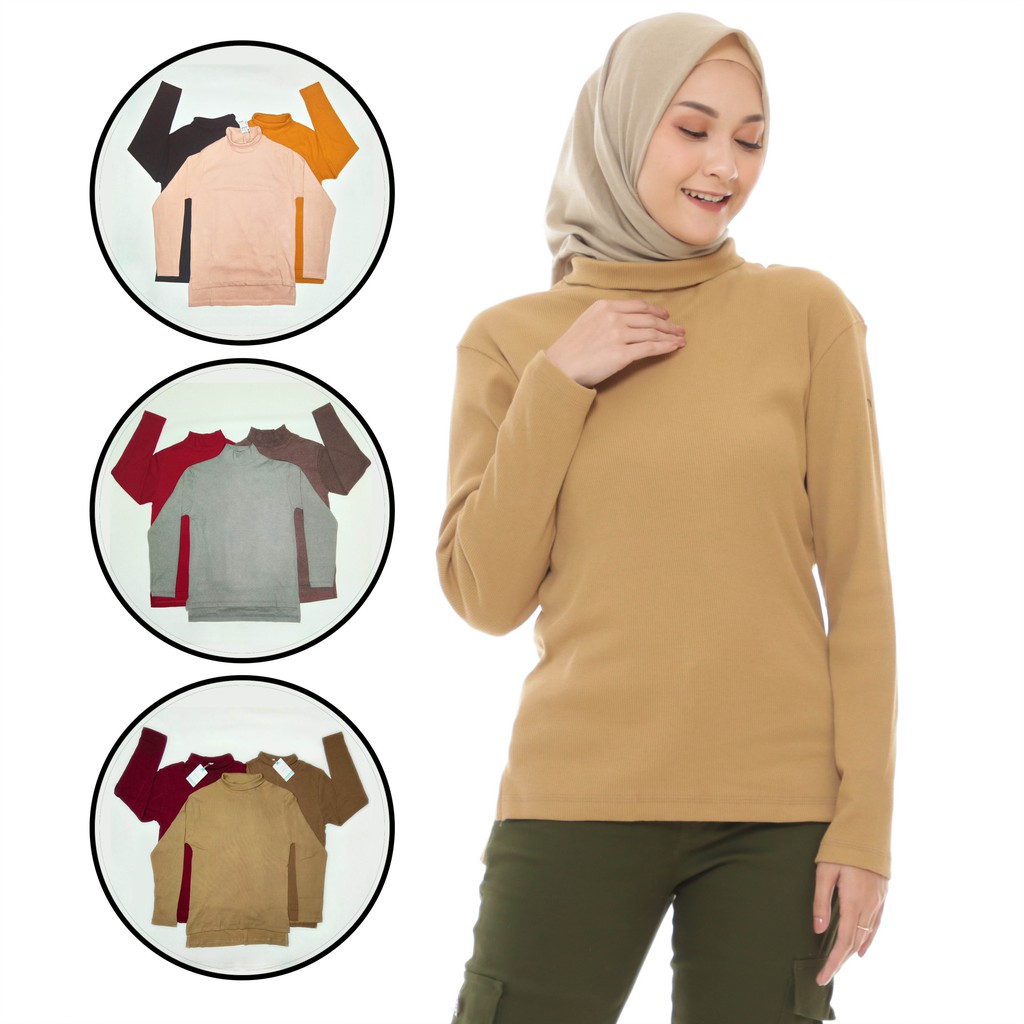 Kaos Turtle Neck Rajut Premium Elastis Lengan Panjang Kaos Turtle Neck Rajut Premium Elastis Lengan Panjang