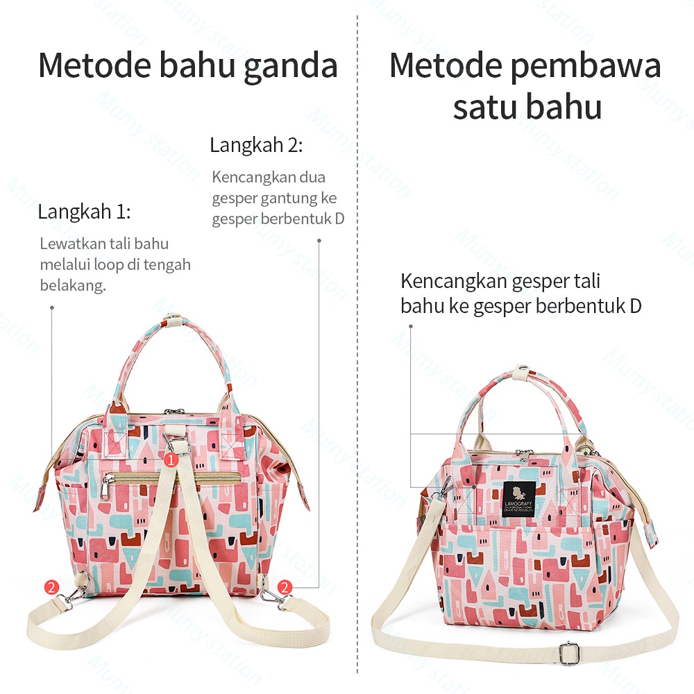 Mumystaion Tas Perlengkapan bayi Waterproof baby diaper bag