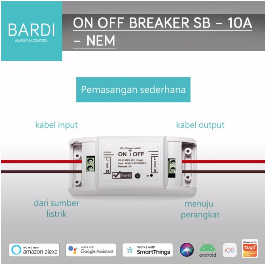 BARDI Smart BREAKER ON OFF Switch Wireless IoT Home Automation