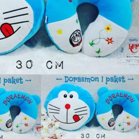 bantal leher dan bantal karakter doraemon sepaket